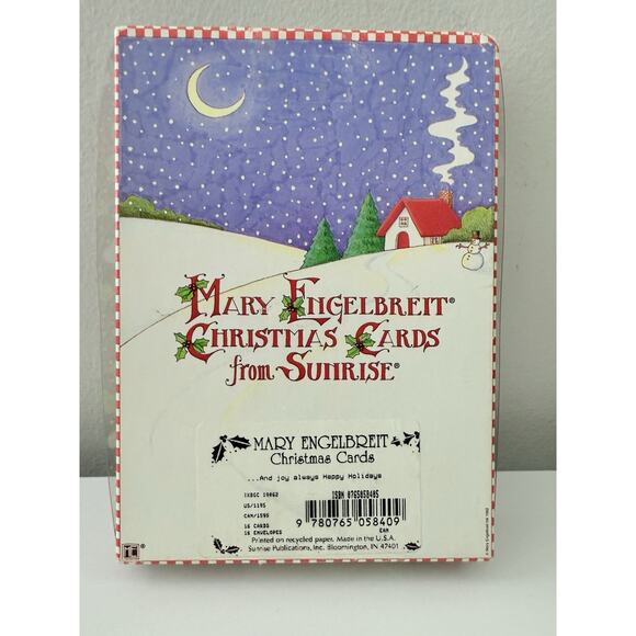 NEW (15) Mary Engelbreit Christmas Cards 7X5" ~ And Joy Always Happy Holidays - Picture 2 of 6